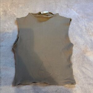 Zara Sleeveless Taupe Tank Top